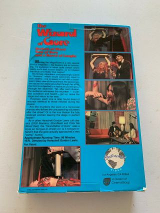 RARE THE WIZARD OF GORE VHS 1970 BIG BOX HERSHELL GORDON LEWIS CONTINENTAL VIDEO 2