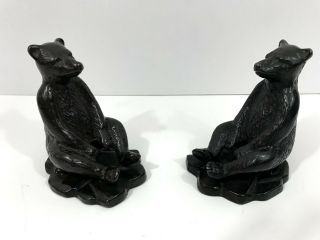 Vintage Distressed Style Rare Bookends Bronze Color Sitting Bears by Eddie Bauer 2