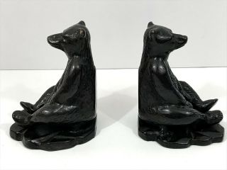 Vintage Distressed Style Rare Bookends Bronze Color Sitting Bears by Eddie Bauer 4