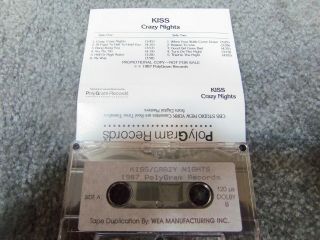 Kiss.  Crazy Nights.  Rare.  Promo Cassette.  1987