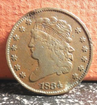 And Rare 1834 Classic Head Half Cent Mintage Only 141,  000 Read