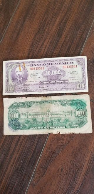 Mexico Banknote 10000 Pesos Paper Money - Mexican 10000 Pesos Rare