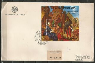 Paraguay 1978 Paintig Art Christmas Durer Posted To France F.  D.  C.  //super Rare//