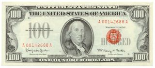 Fr.  1550 1966 $100 Legal Tender Note,  Rare About Unc,  Red Seal,  Ltn [4086.  54]