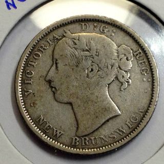 Rare 1864 Brunswick Twenty Cents Silver Low Mintage Of 150,  000