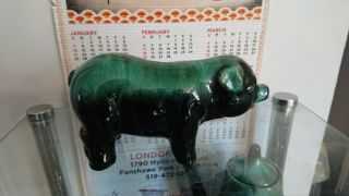 Blue Mountain Pottery Rare Pig Glazed In Green Hues Color,  Vintage