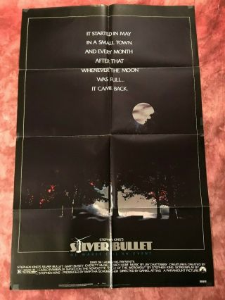 Stephen King Silver Bullet Rare 1985 Ff 1 Sheet Movie Poster 27 X 41