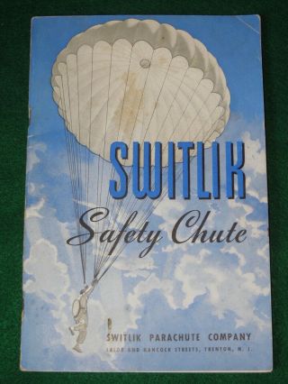 Rare Wwii 1942 Switlik Safety Chute Parachute Booklet Airborne Aaf