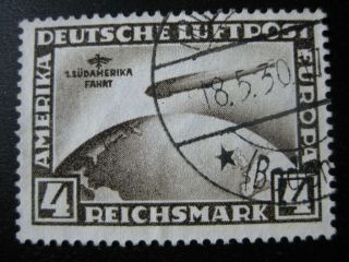 Deutsches Reich Mi.  439 Rare South America Zeppelin Stamp Cv $480.  00