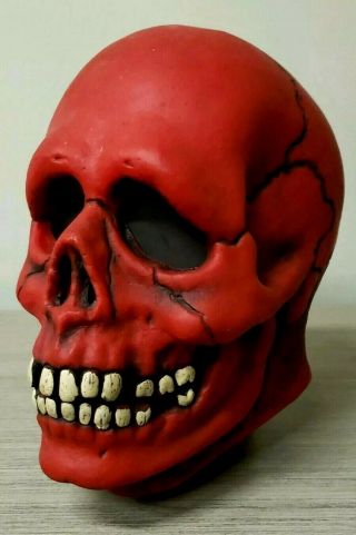 RARE Vintage 1976 Don Post Studios BLOOD SKULL Vermillion Halloween Monster Mask 2