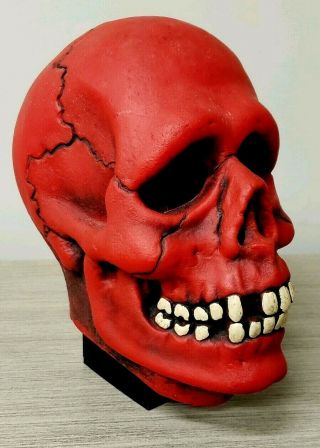 RARE Vintage 1976 Don Post Studios BLOOD SKULL Vermillion Halloween Monster Mask 3