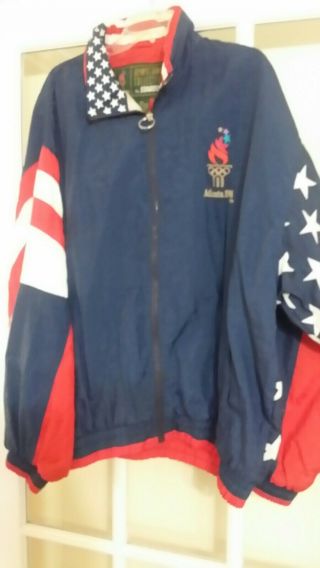 Vtg Rare 1996 Atlanta Olympic Games Starter Windbreaker Usa Flag Jacket 2xl