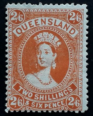 Rare 1911 - Queensland Australia 2/6 - Reddish Orange Large Chalon Head Stamp