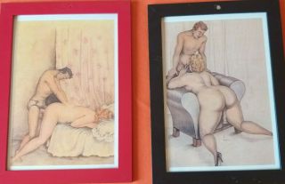 Vintage Erotic Renaissance Art Paintings Prints Collectible Set Of 2 Offer Rare