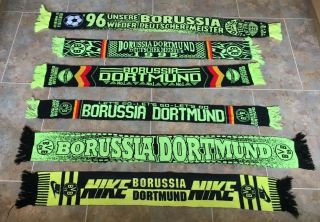 Rare Vintage Borussia Dortmund 6 Scarf Bundle German Football Team Memorabilia