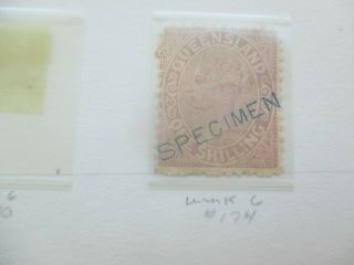 Queensland Stamps: Chalon Specimen - Rare (f24)