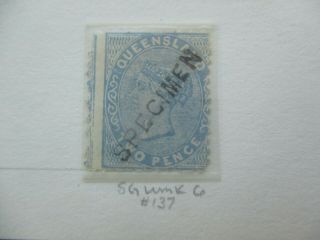 Queensland Stamps: Chalon Specimen - Rare (f21)