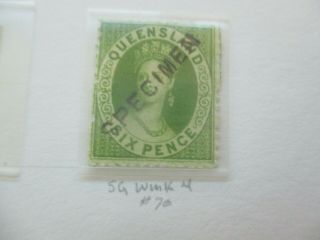 Queensland Stamps: Chalon Specimen - Rare (f19)