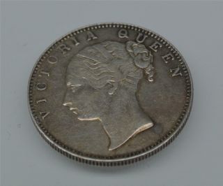 Rare British 1840 Victoria East India Company Silver One Rupee Coin 5