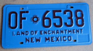 Mexico Official State Vehicle License Plate " Of 6538 " Rare Type Exempt