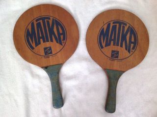 Vintage Matka Made In Israel Wooden Paddles Beach Racquet Tennis Ping Pong Rare