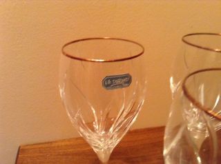 3 vintage JG Durand France Agena Gold crystal wine glasses RARE 4