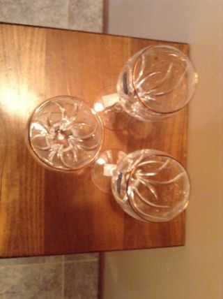 3 vintage JG Durand France Agena Gold crystal wine glasses RARE 5