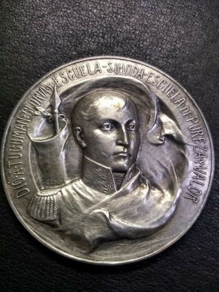 Rare Silver Medallion General San Martin - 1820 - 20 Junio 1920 - 85 Grams