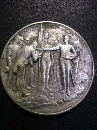 Rare Silver Medallion General San Martin - 1820 - 20 junio 1920 - 85 grams 2