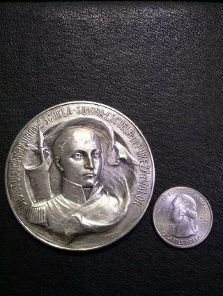 Rare Silver Medallion General San Martin - 1820 - 20 junio 1920 - 85 grams 3
