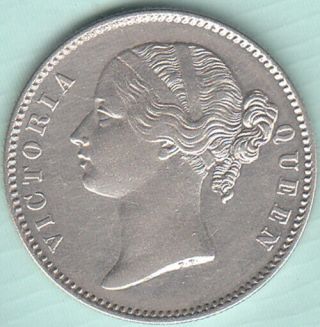 East India Company Victoria Divided 1 Rupee 1840 Unc Silver Coin 28 Berries Rare