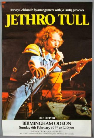 Jethro Tull - Rare Birmingham 1977 Songs From The Wood Concert Poster