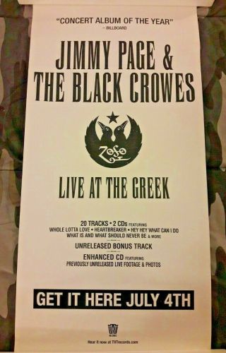 Black Crowes & Jimmy Page Rare Live At The Greek Promo Poster Led Zeppelin