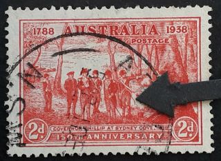 Rare 1937 Australia 2d Scarlet Nsw 150th Stamps Man With Tail Variety