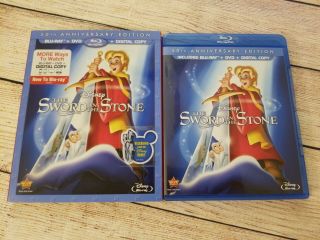 The Sword In The Stone (blu - Ray,  Dvd,  50th Anniversary) Oop W/ Rare Slipcover