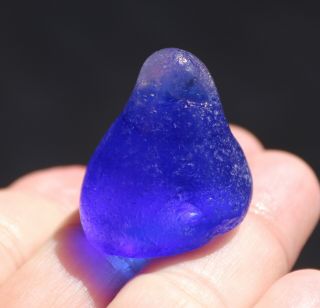 XL RARE COBALT BLUE FROSTY MERMAIDS NIPPLE SEAGLASS STOPPER FROM RUSSIA 5