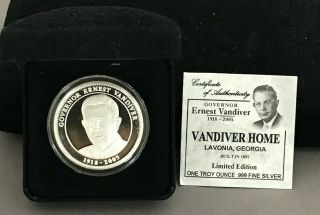 Fine Silver Rare Ernest Vandiver Limited Edition coin and 3