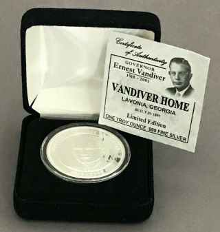 Fine Silver Rare Ernest Vandiver Limited Edition coin and 4