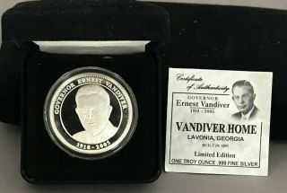 Fine Silver Rare Ernest Vandiver Limited Edition coin and 5