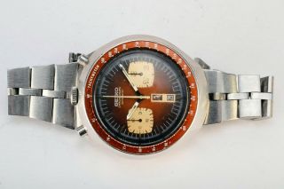 Rare Vintage Seiko 6138 - 0040 Bull Head Day Date Chronograph Automatic Watch