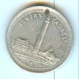 1890s Somers Casino Pictorial Medal,  Token,  Or Fob - Atlantic City Nj - Rare