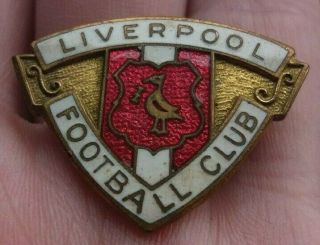 Liverpool Football Club Red White & Gold Gilt Vintage Pin Badge Rare Vgc