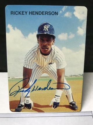 Very Rare Rickey Henderson Autographed 1986 Cunningham /broder Photo Card