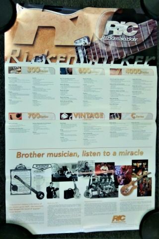 Double - Sided Rickenbacker Guitars/basses Poster Time Line Models Artists Rare