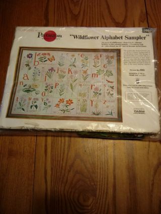 Vintage Paragon Needle Craft Wildflowers Alphabet Sampler Rare 0955