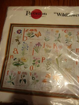Vintage Paragon Needle Craft Wildflowers Alphabet Sampler Rare 0955 3