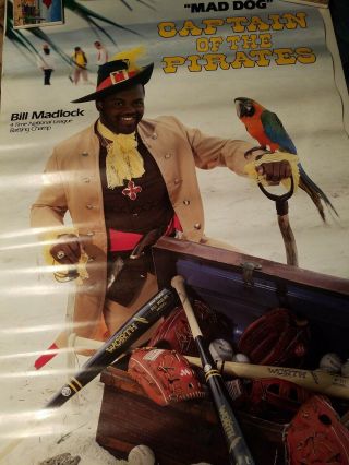 Bill Madlock Worth Poster 1980s Pittsburg Pirates Mlb Very Rare Mad Dog
