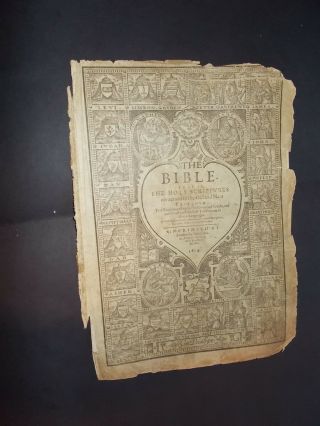 Rare - 1609 Geneva - Bible - General Title Page - Tear Drop - London - Quarto - Barker