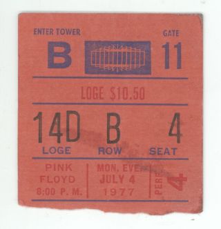 Rare Pink Floyd 7/4/77 Nyc Ny Madison Square Garden Concert Ticket Stub Msg