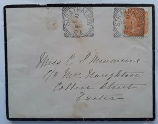 Rare 1898 South Australia Cover Ties 2d Orange 2nd Sideface Stamp - Strathalbyn